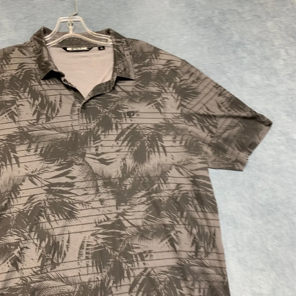 Travis Mathew Polo Shirt Mens XL Gray Palm Tree Collared Performance Golf Tennis